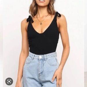 Petal and Pup, Henri Black Ribbed Bodysuit, 6